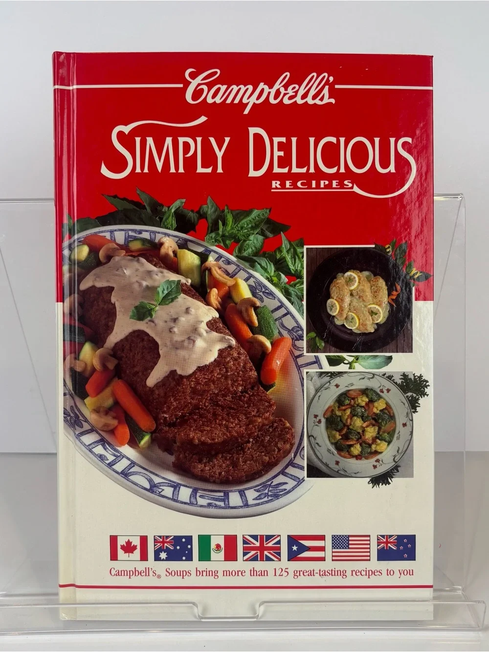 Vintage 1992 hardcover edition of Campbell's Simply Delicious Recipes.